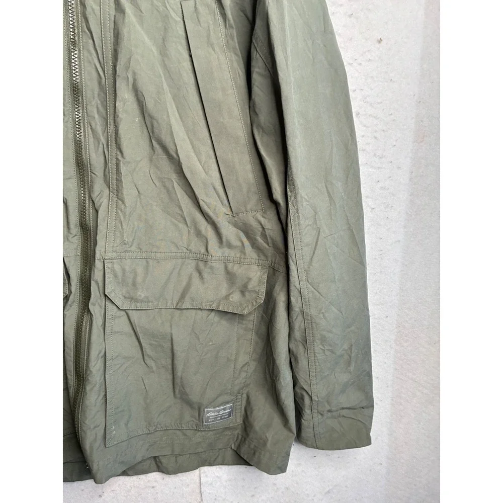 Eddie Bauer Mens Field Jacket Olive Green Utility Full Zip Mesh Lined Large